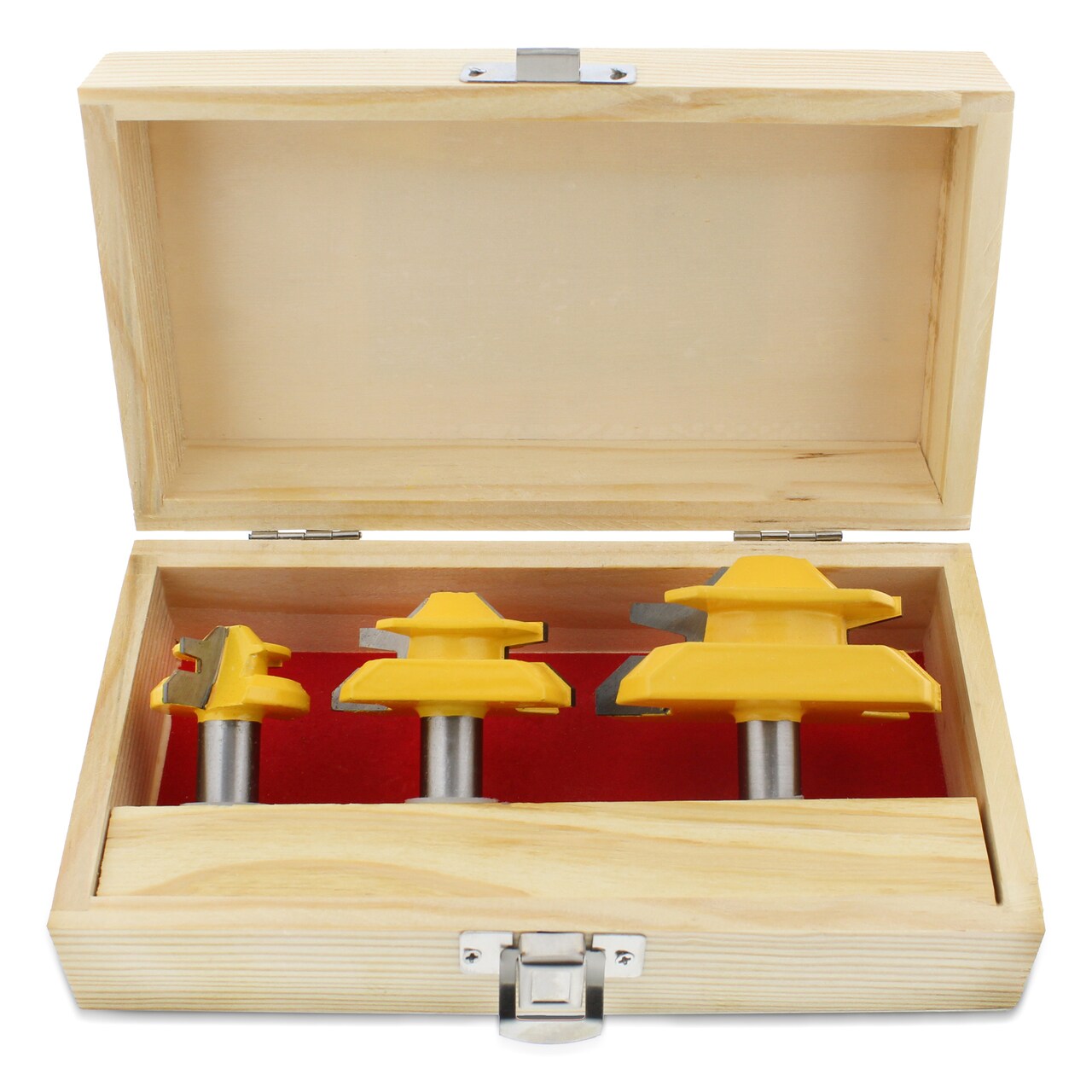 DCT 45 Degree Locking Miter Bits - 3Pc 1/2in Wood Router Bits for Box Building